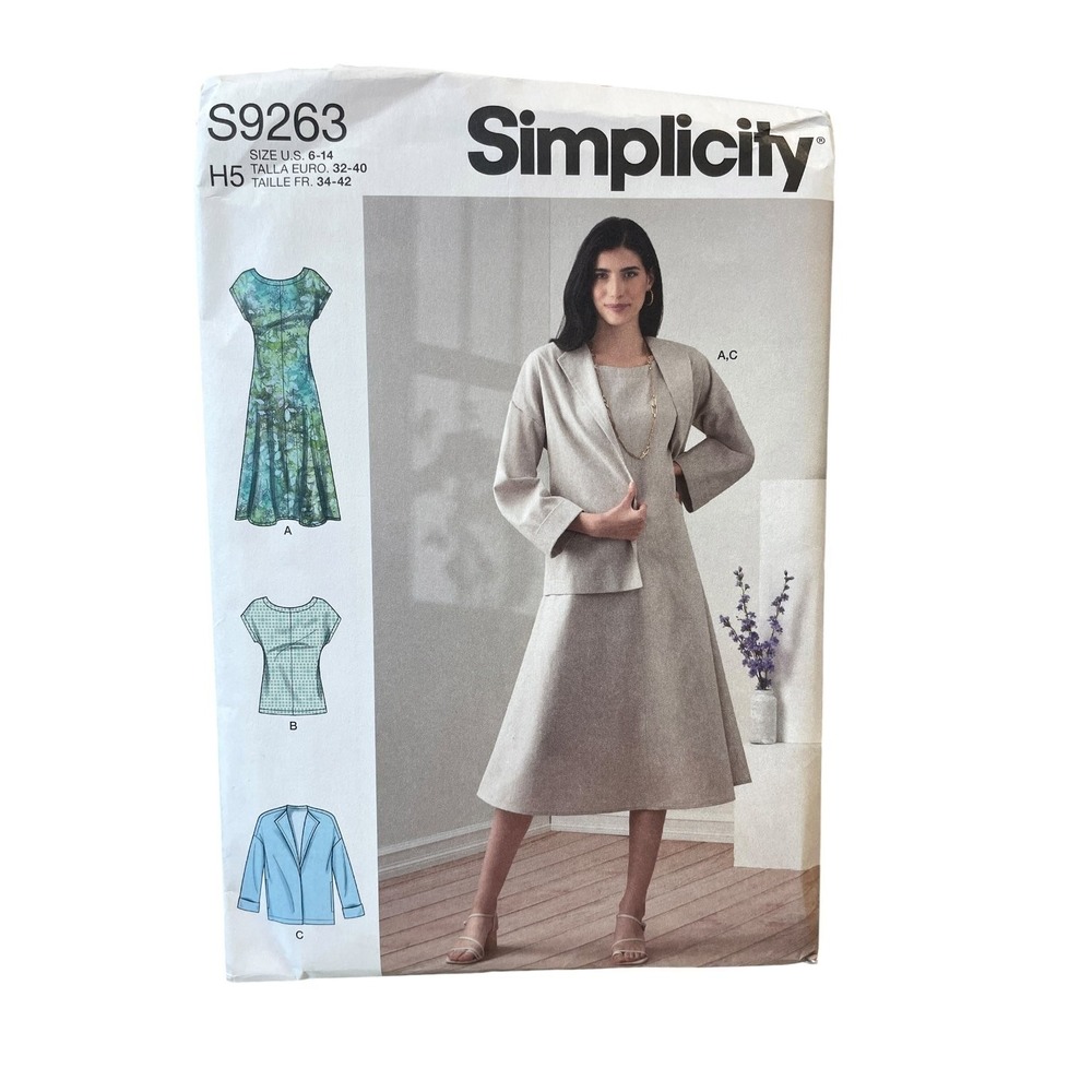 Simplicity S9263 Misses' Dress Jacket Top Size 6-14 Modern Sewing Pattern